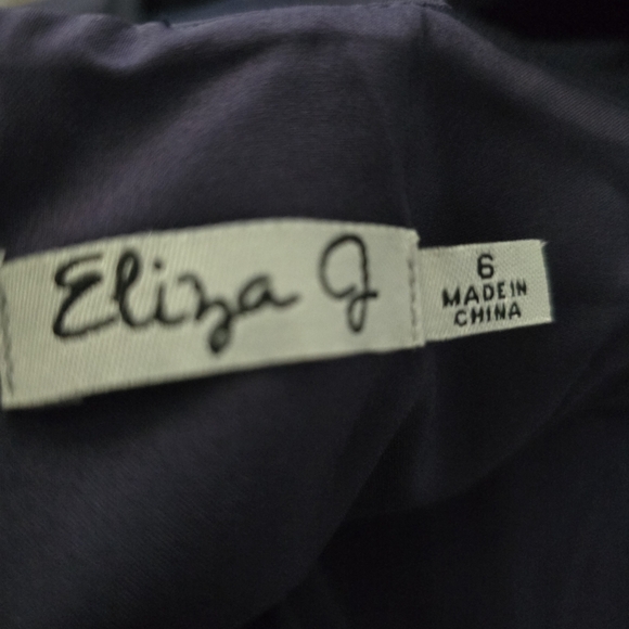 Eliza J Black One Shoulder Beaded Cocktail Dress Size 6 Satin Party Holiday - Picture 5 of 7